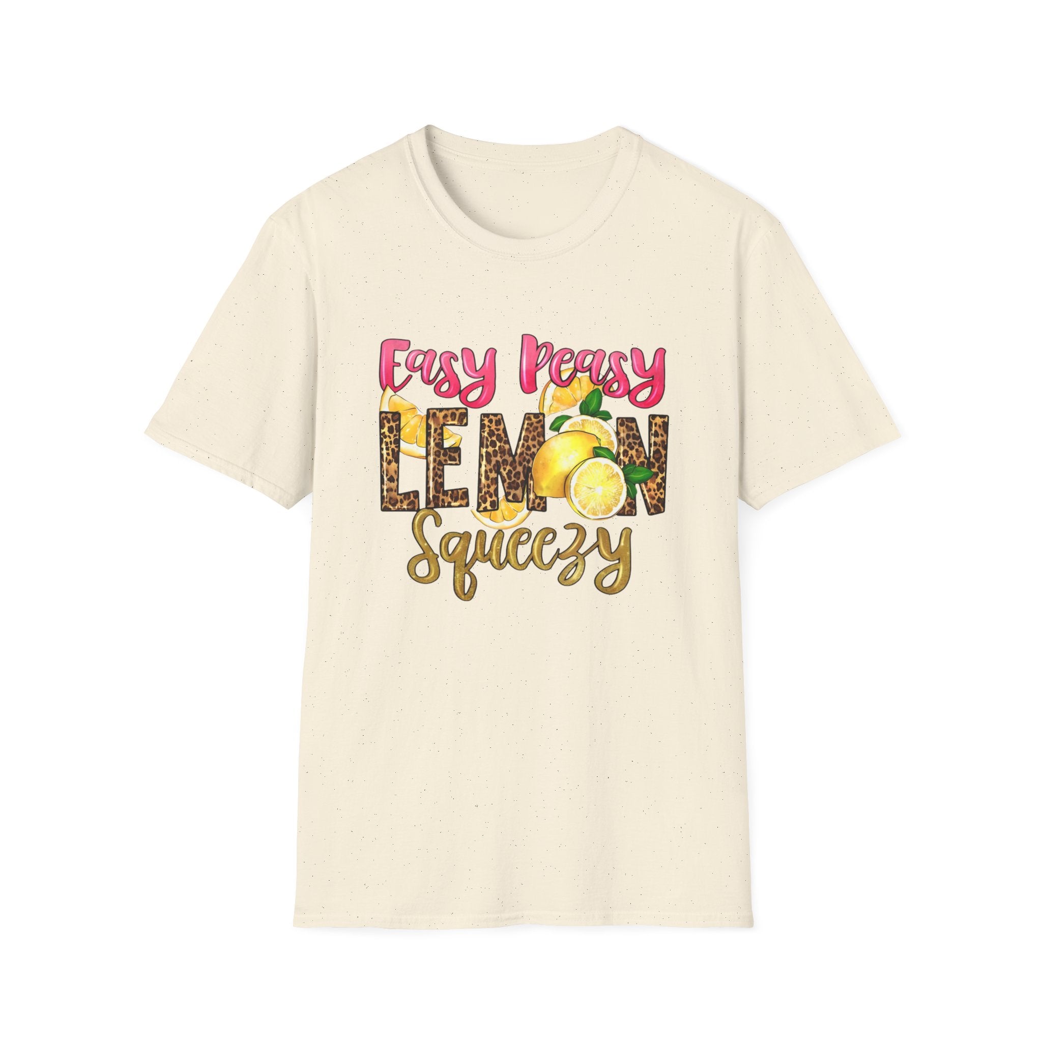 Easy Peasy Lemon Squeezy T-Shirt — Cute Lemon Graphic Tee with Leopard Print Accents