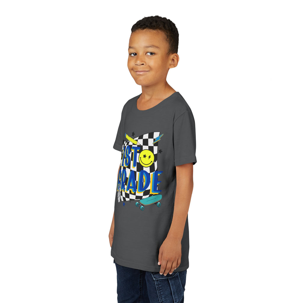 1st Grade Youth T‑Shirt - Colorful Skateboard Back-to-School Tee