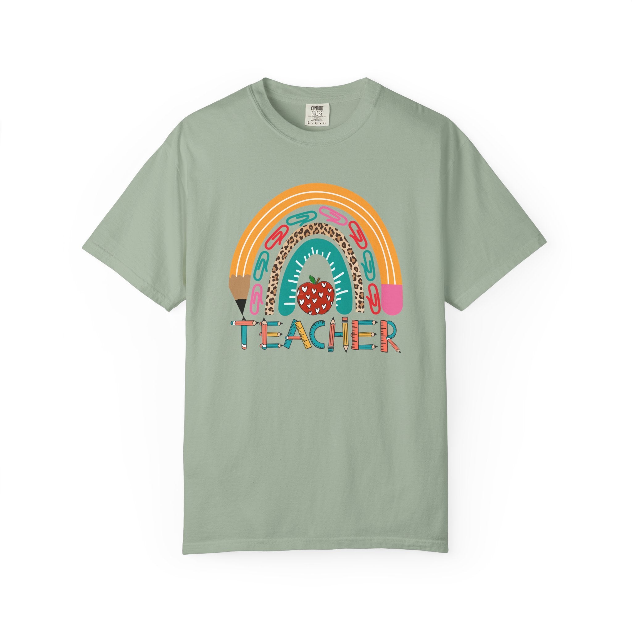 Teacher Rainbow T-Shirt — Cute Apple & Pencil Back-to-School Tee