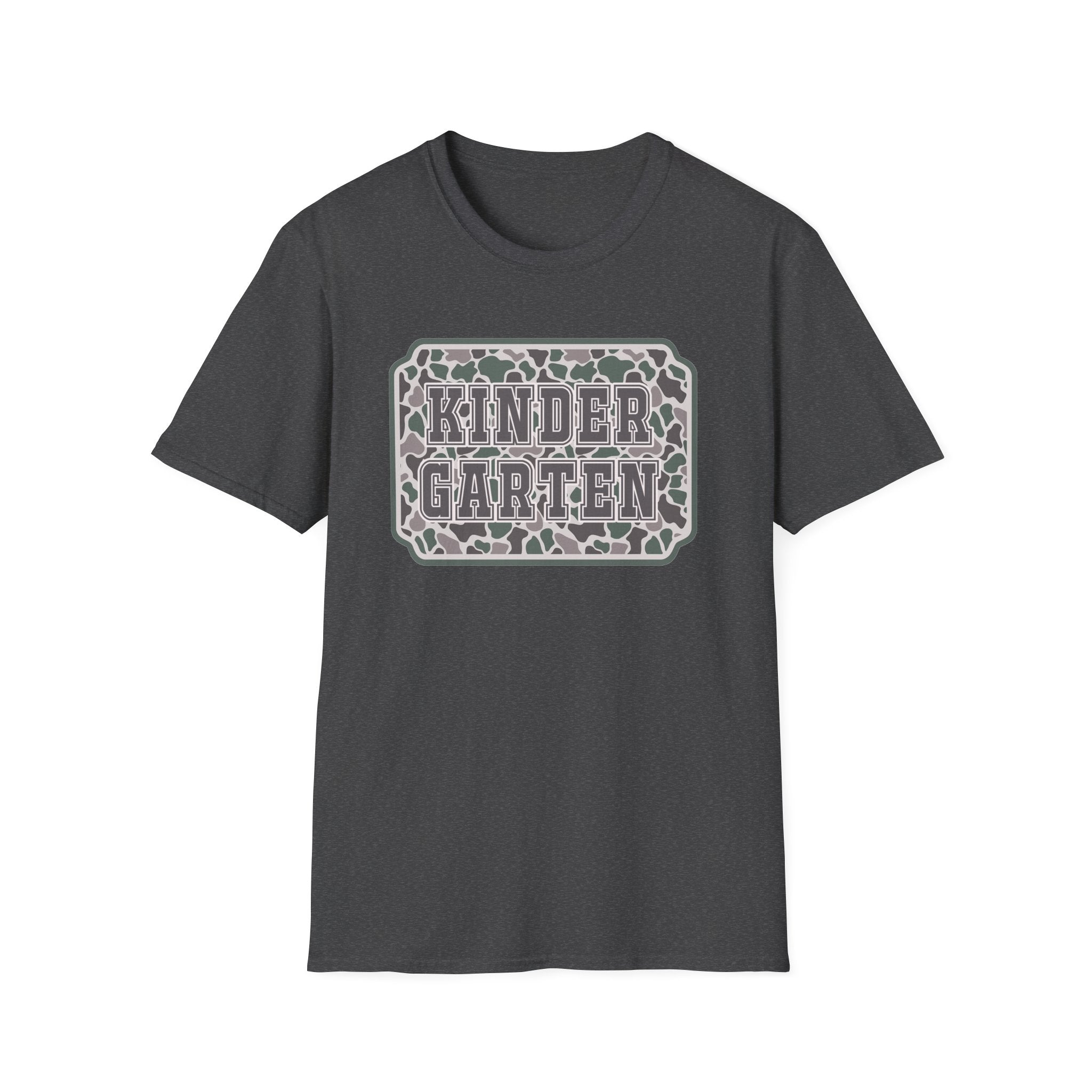 Kindergarten Camo T‑Shirt — Back to School Graphic Tee for Kids & Teachers