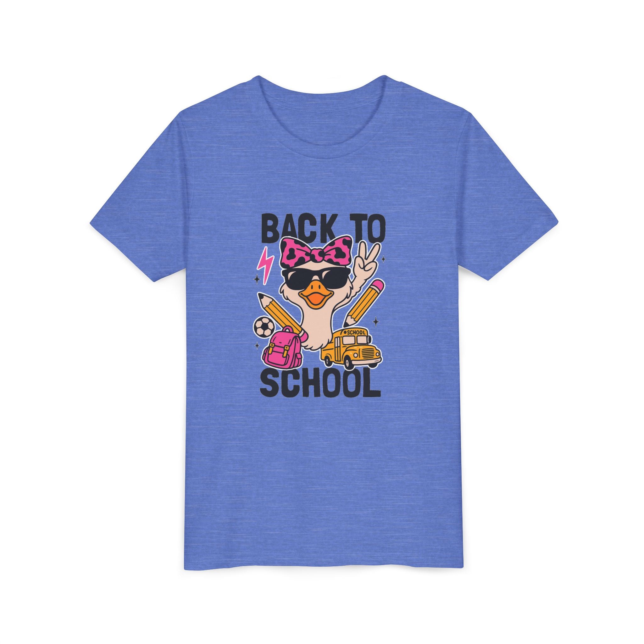 Back to School Kids Tee — Cute Duck with Backpack & School Supplies