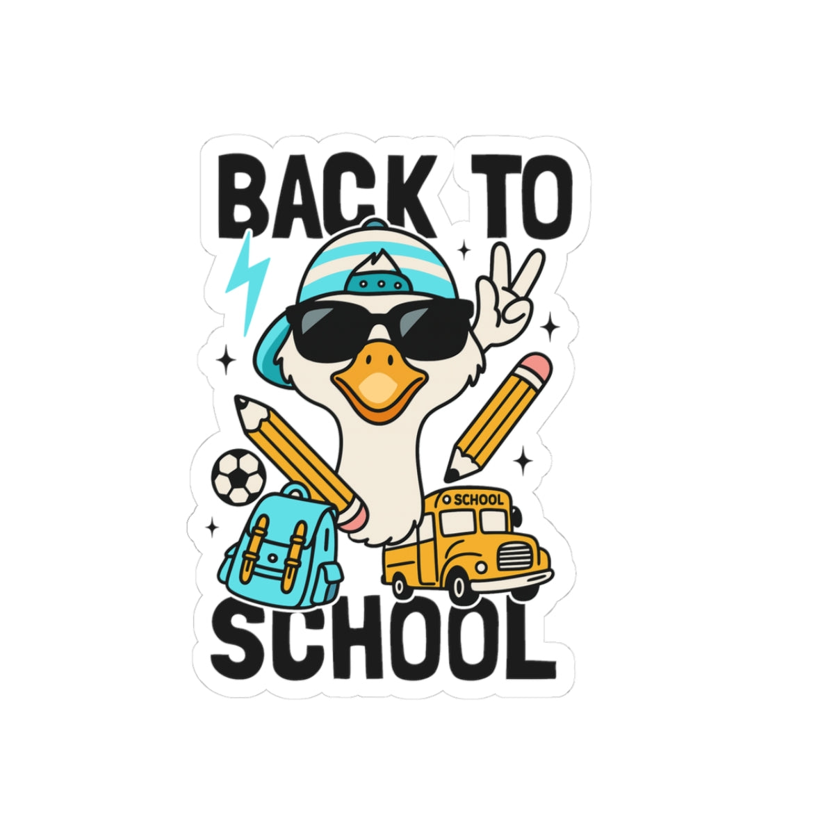 Back to School Duck Sticker — Cool Kids Laptop & Notebook Kiss-Cut Sticker