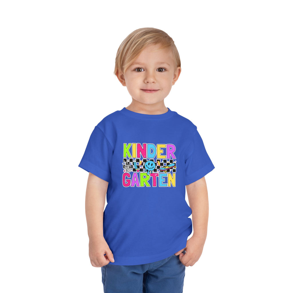 KinderGarten Toddler Tee - Colorful Checker Smiley Back-to-School Shirt