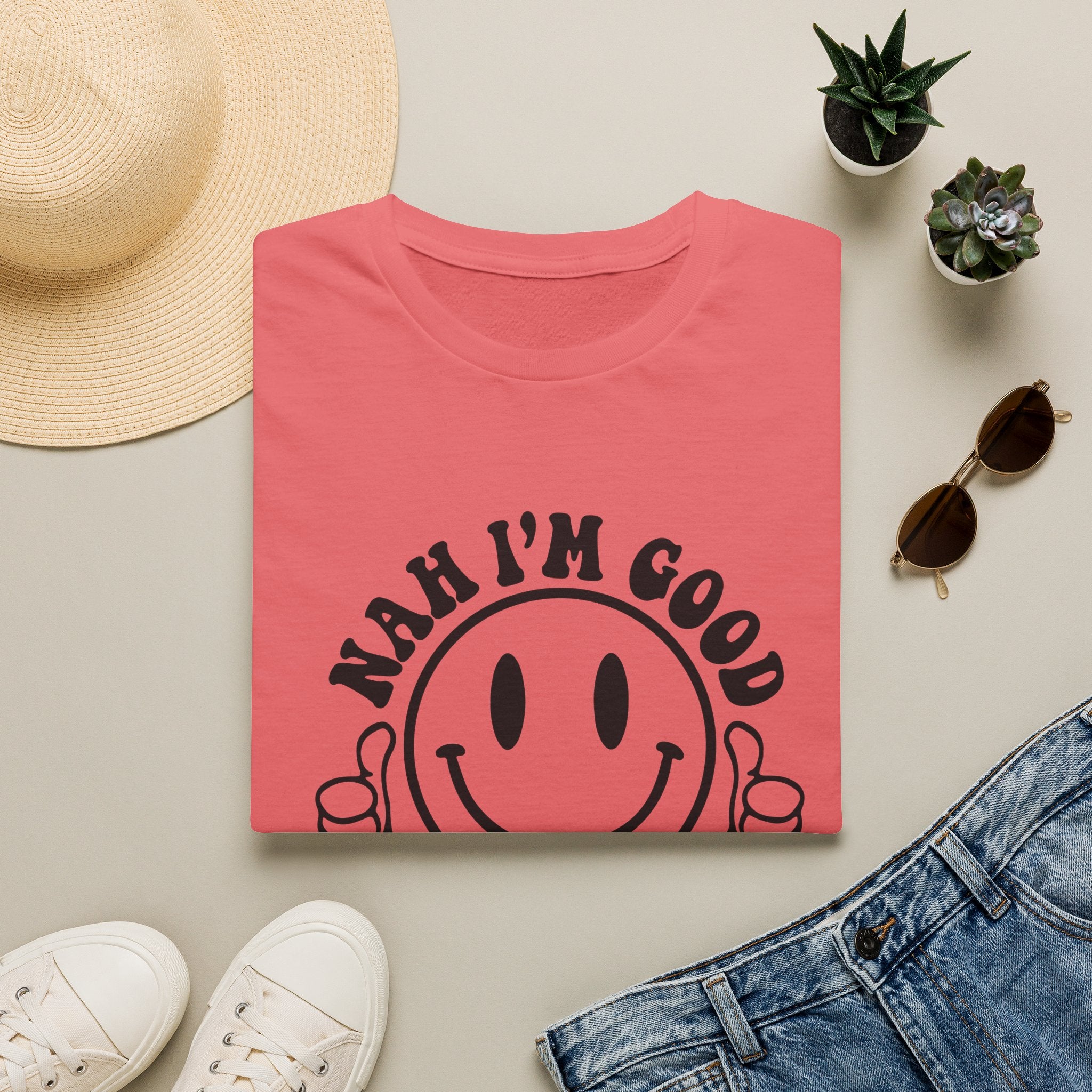 Nah I'm Good Smiley T-Shirt — Thumbs-Up Retro Graphic Tee