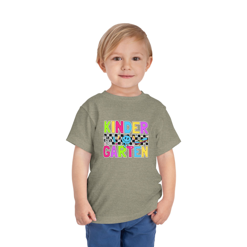 KinderGarten Toddler Tee - Colorful Checker Smiley Back-to-School Shirt