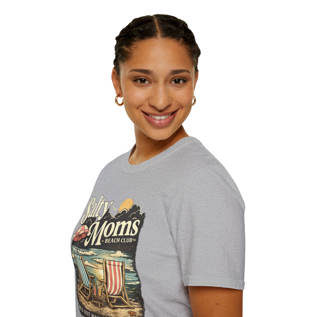 Salty Moms Beach Club T-Shirt — Vintage Coastal Mom Tee