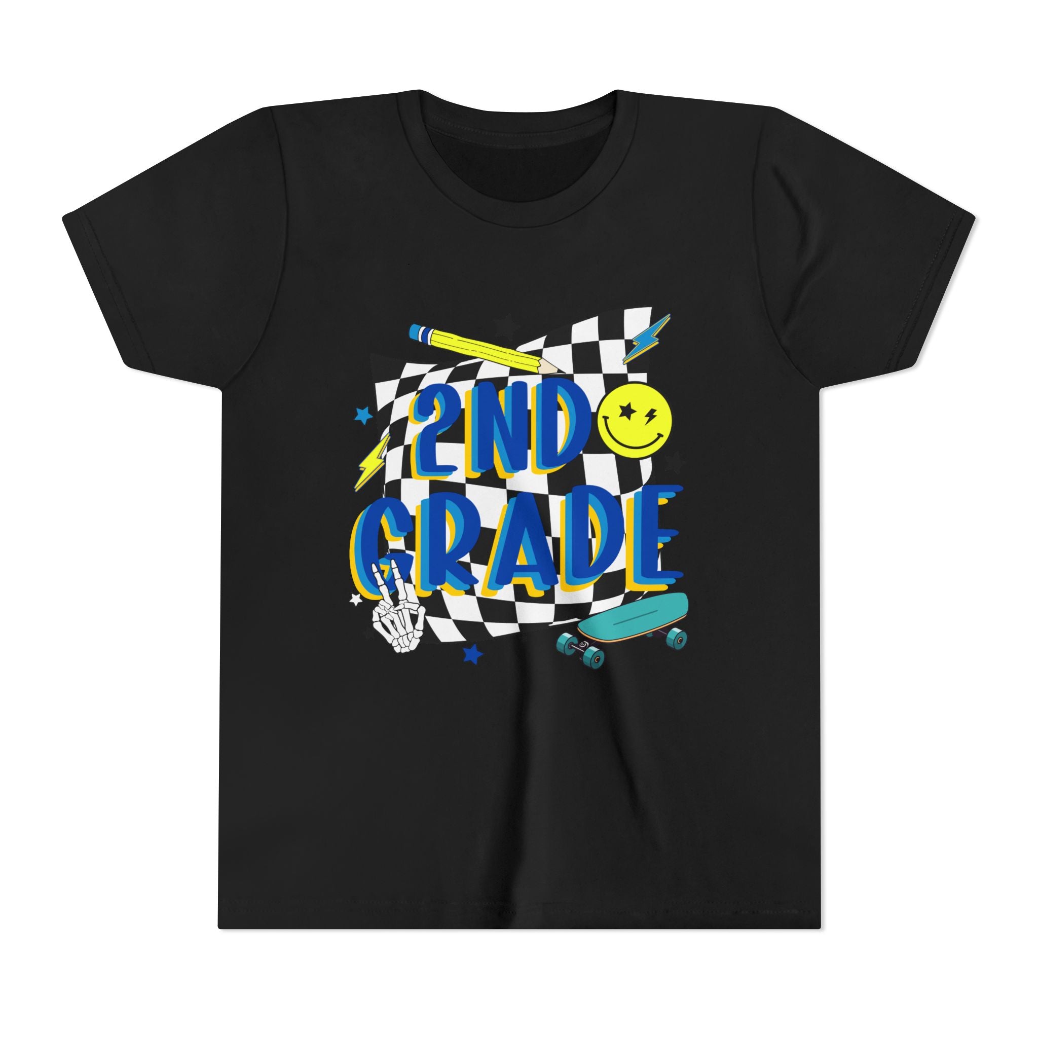 2nd Grade Kids T‑Shirt — Colorful Back-to-School Skateboard Design