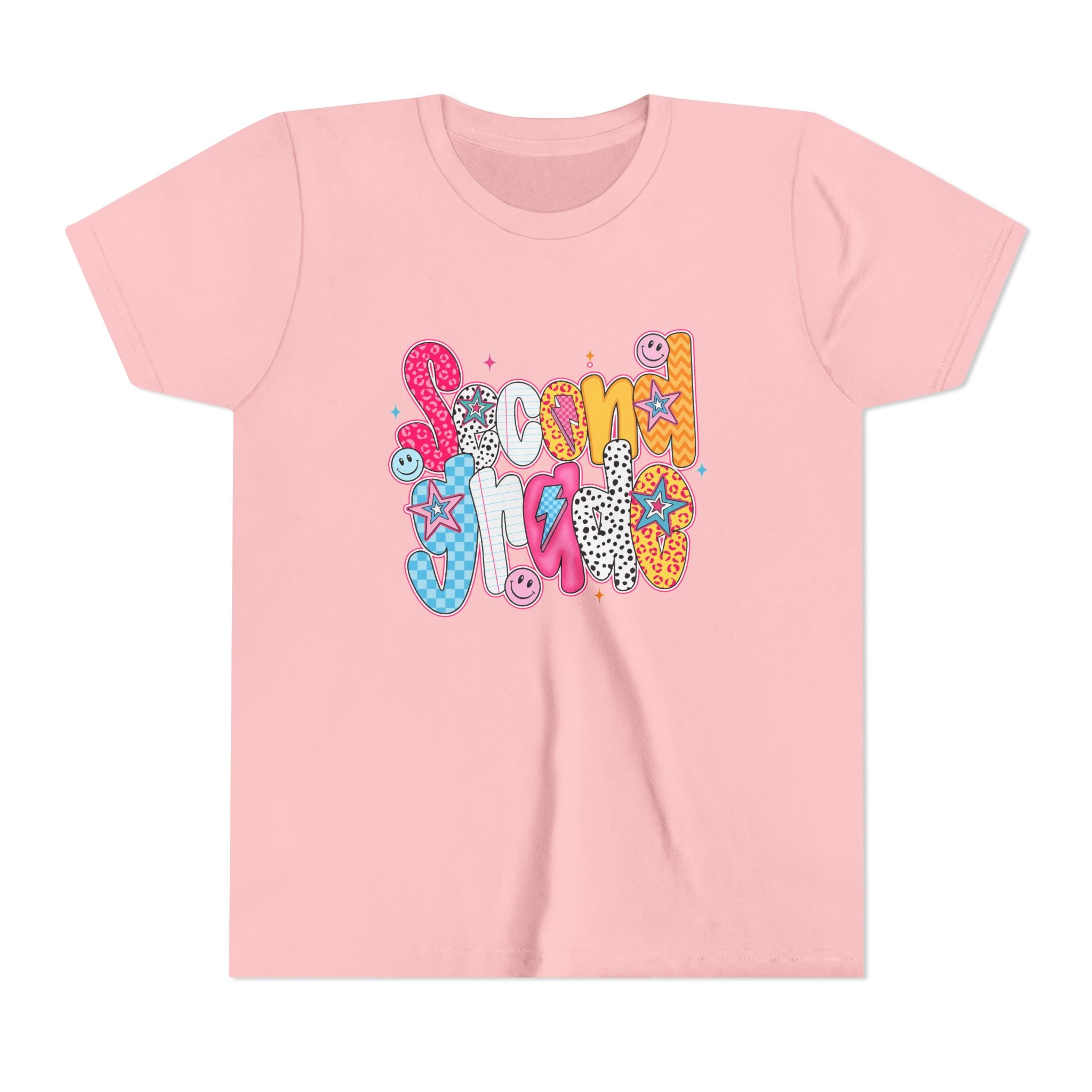 Youth Tee — Colorful 'Second Grade' Playful Retro Graphic