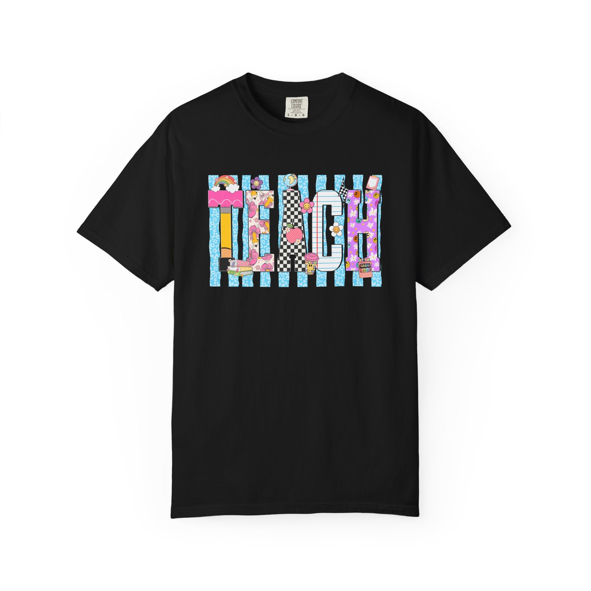 Teacher Stripe Patchwork T-Shirt
