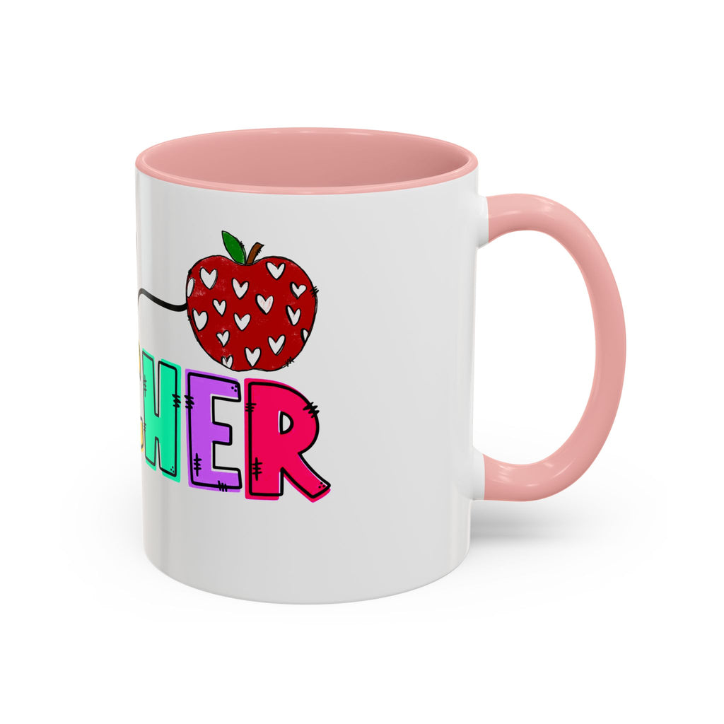Blessed Teacher Accent Coffee Mug – Colorful Apple Design (11/15oz)