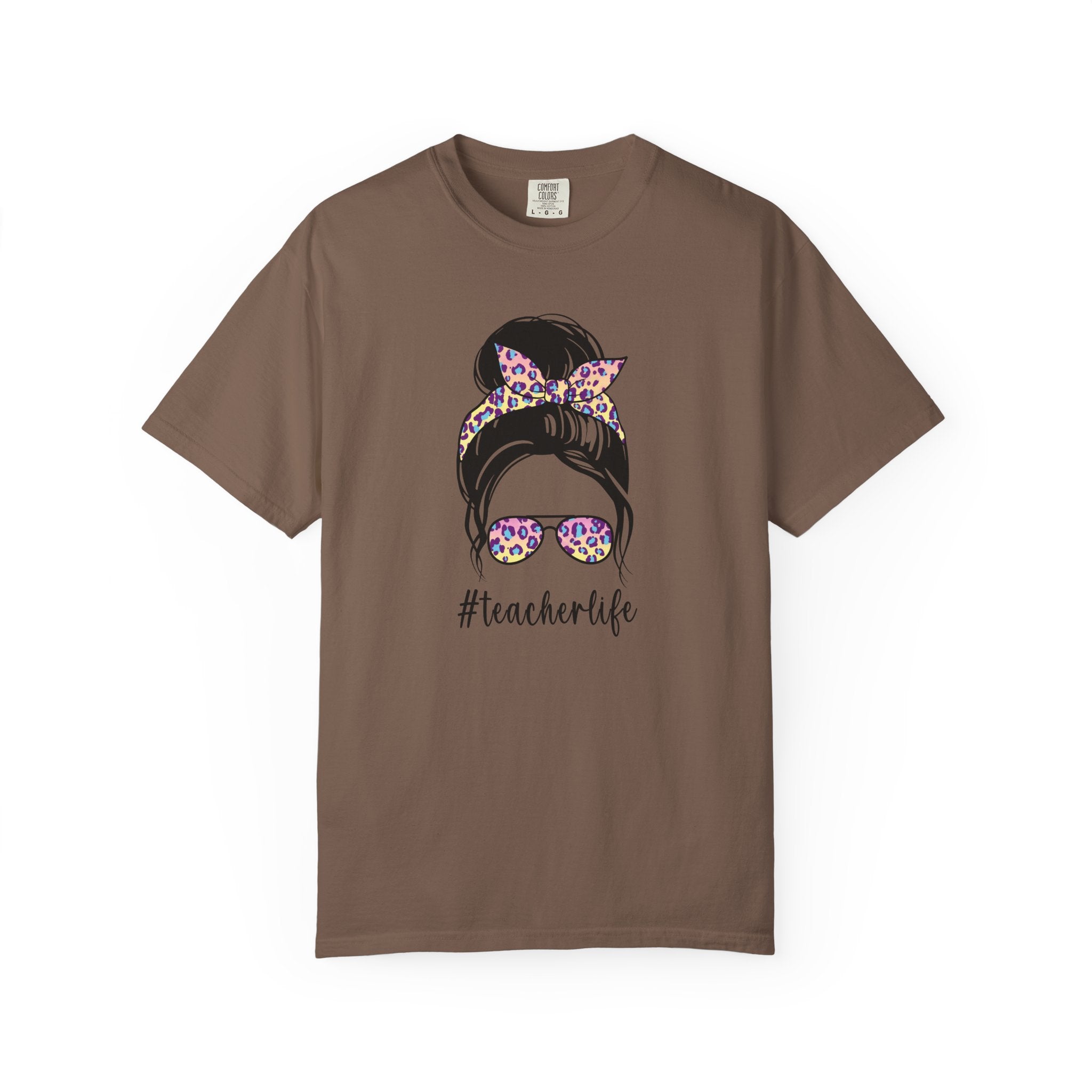 Teacher Life Floral Messy Bun T-Shirt
