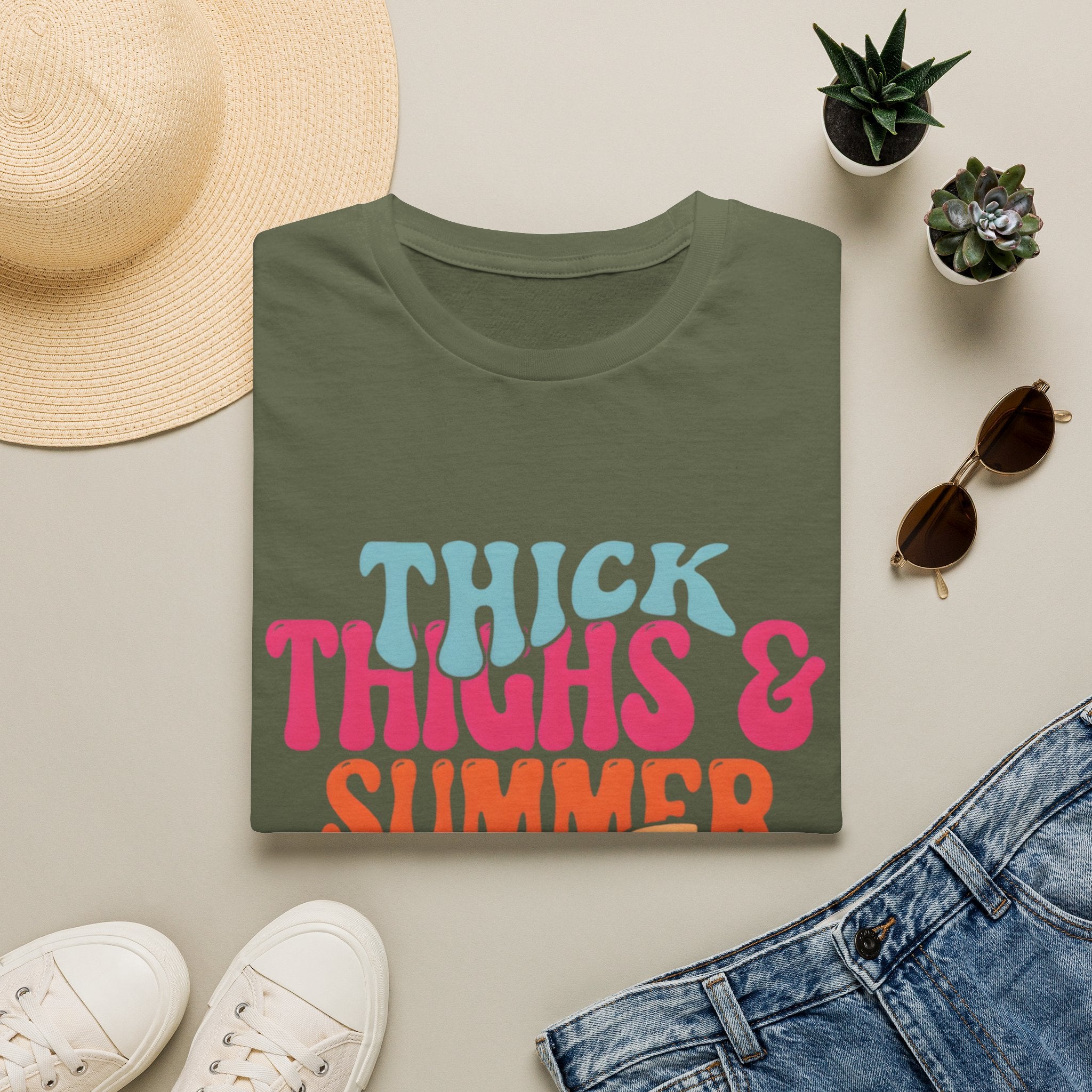 T-Shirt — Thick Thighs & Summer Vibes Retro Graphic Tee