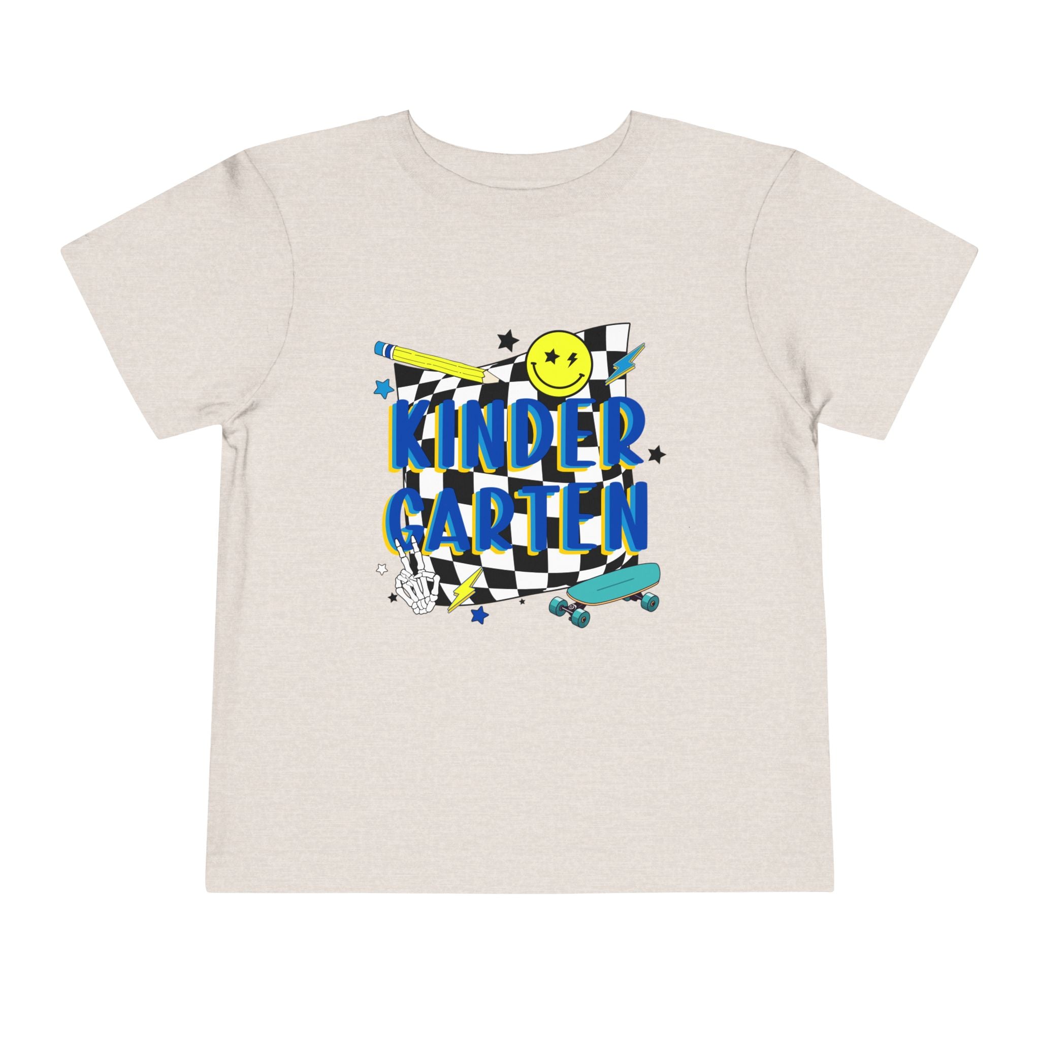 Kindergarten Toddler Tee — Smiley Skateboard Back-to-School Shirt