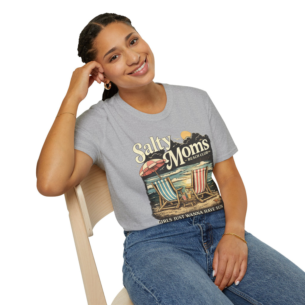 Salty Moms Beach Club T-Shirt — Vintage Coastal Mom Tee