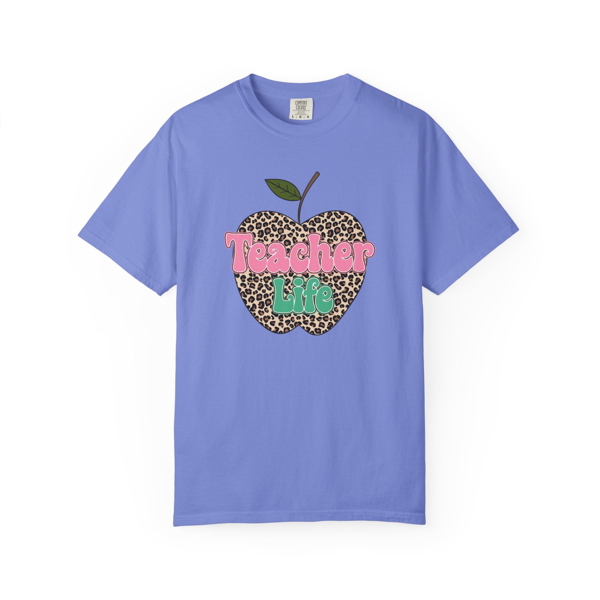 Teacher Life T-Shirt — Leopard Apple Graphic Tee for Educators