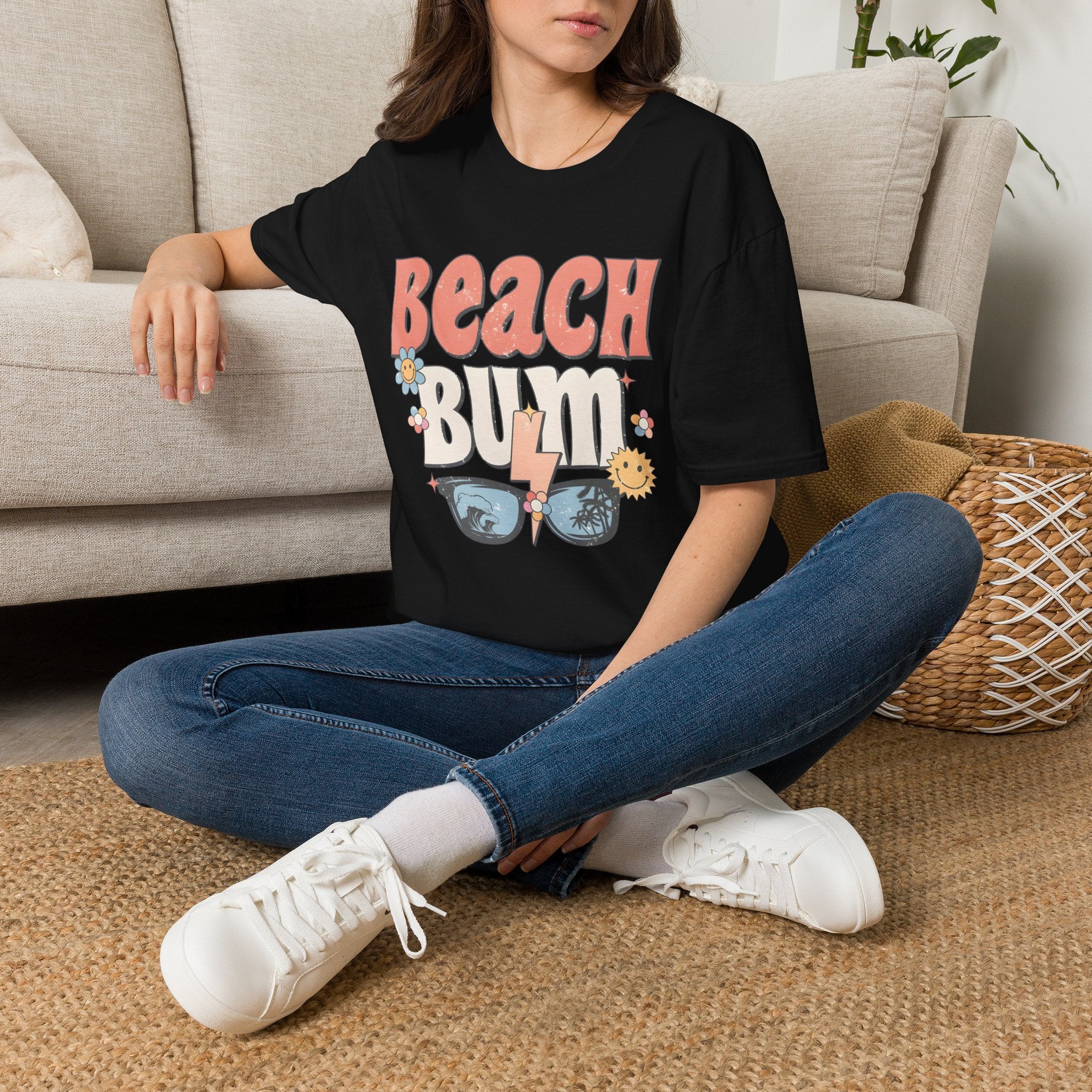 Beach Bum T-Shirt — Retro Floral Surf Vibes Tee