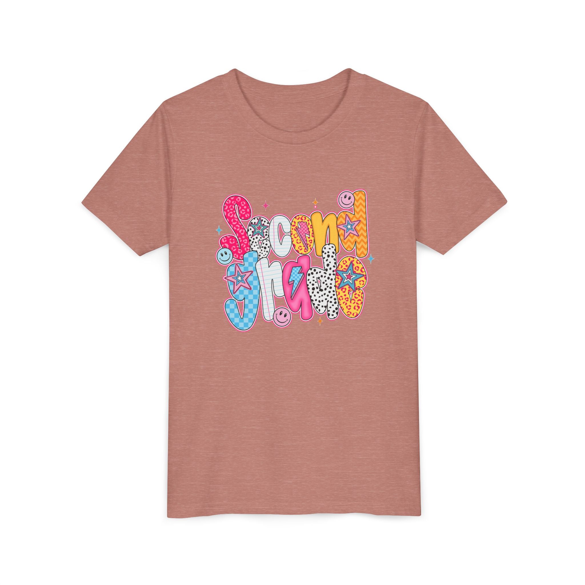 Youth Tee — Colorful 'Second Grade' Playful Retro Graphic