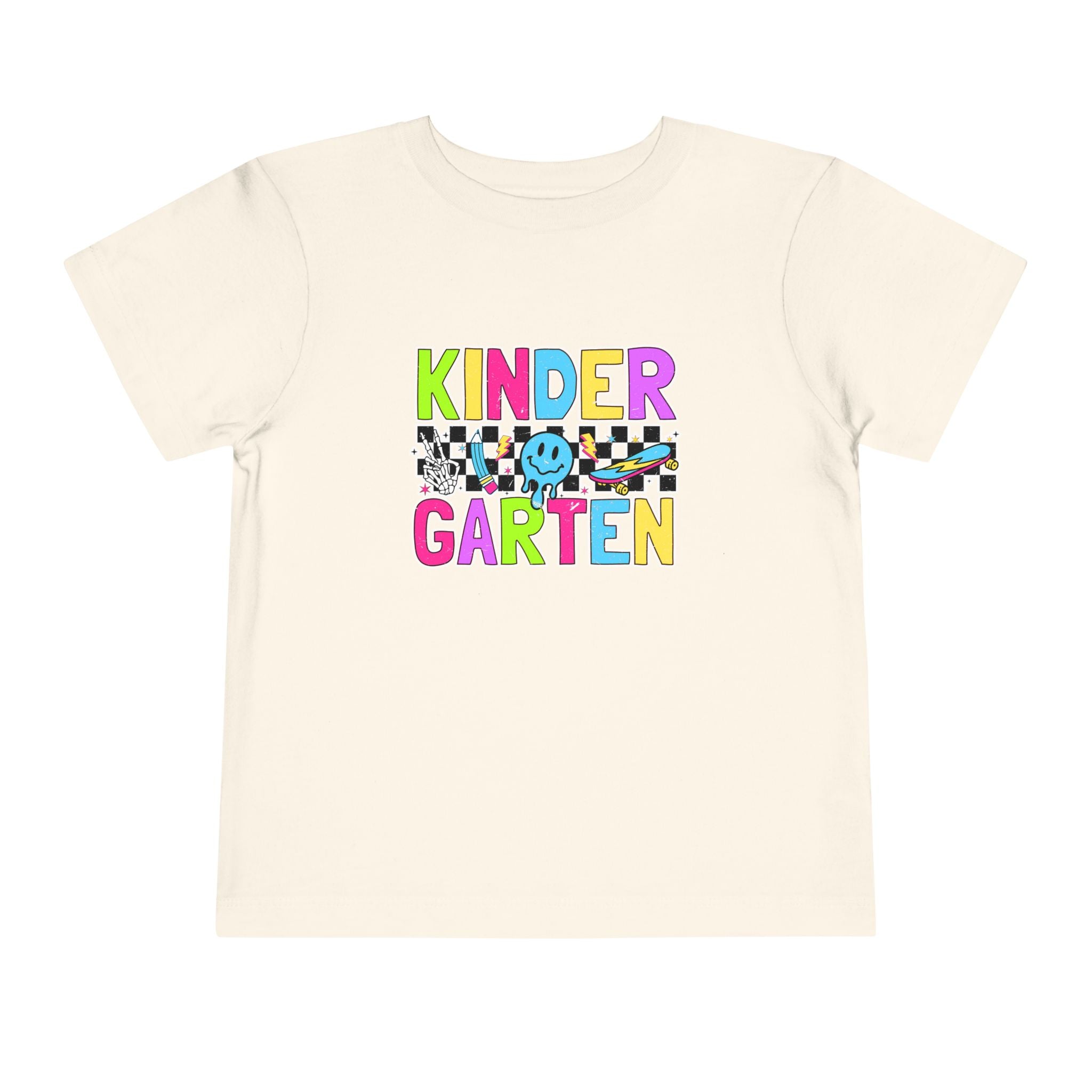 KinderGarten Toddler Tee - Colorful Checker Smiley Back-to-School Shirt