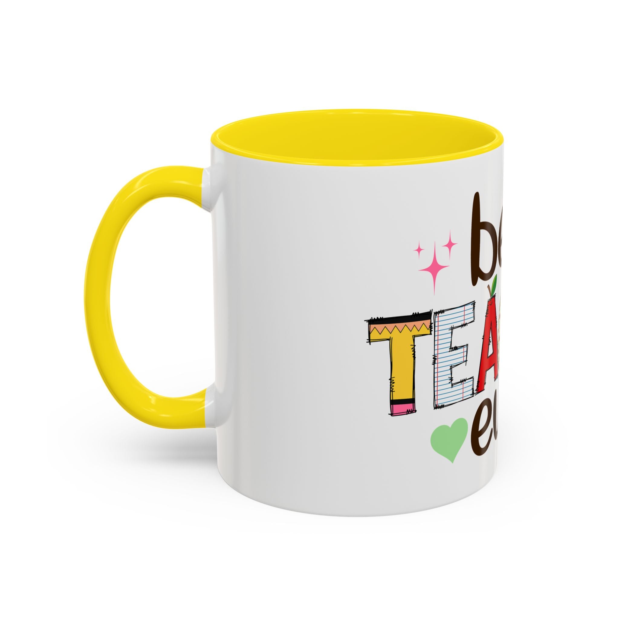 Best Teacher Ever Accent Coffee Mug – Gift for Teachers, Colorful School Appreciation Cup