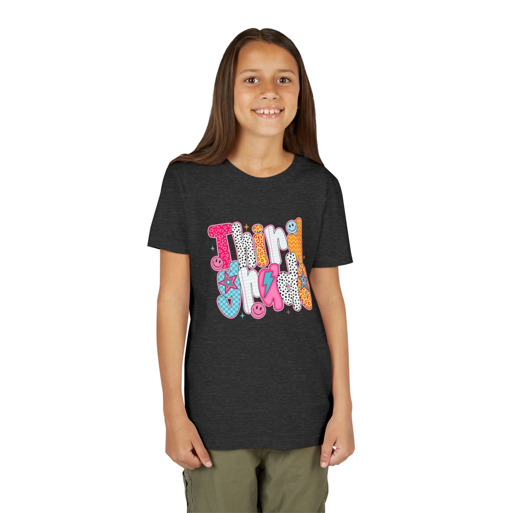 Third Grade — Colorful 'Think Big' Retro Graphic Shirt for Kids
