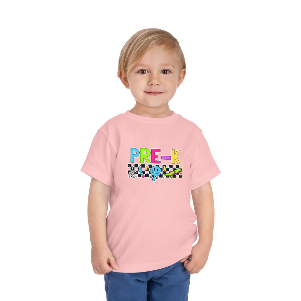 PRE-K Toddler Tee — Colorful Checkerboard Smile Preschool Shirt