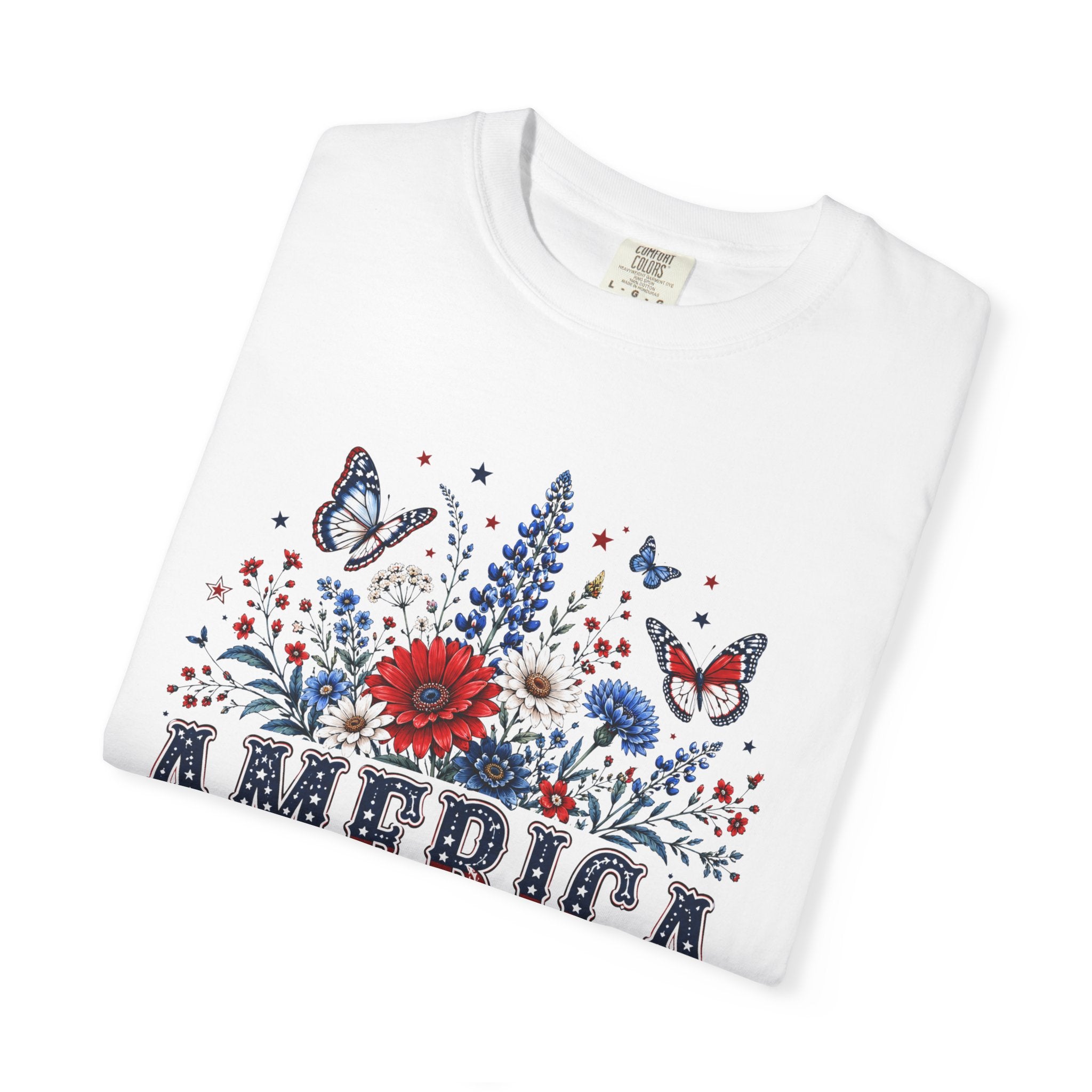 America 250th Birthday T-Shirt — Patriotic Floral July 4th Tee