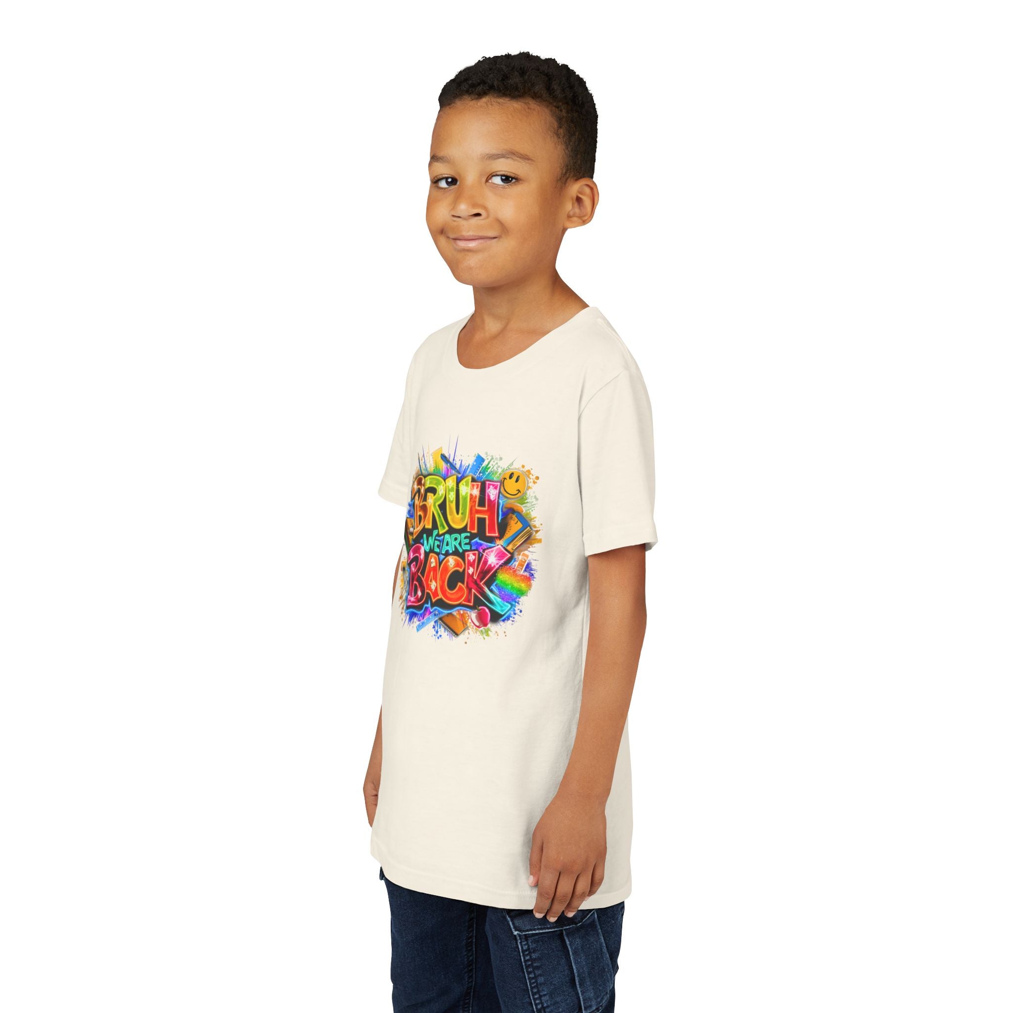Youth Tee — Colorful "Bruh We Are Back" Graffiti Graphic Shirt