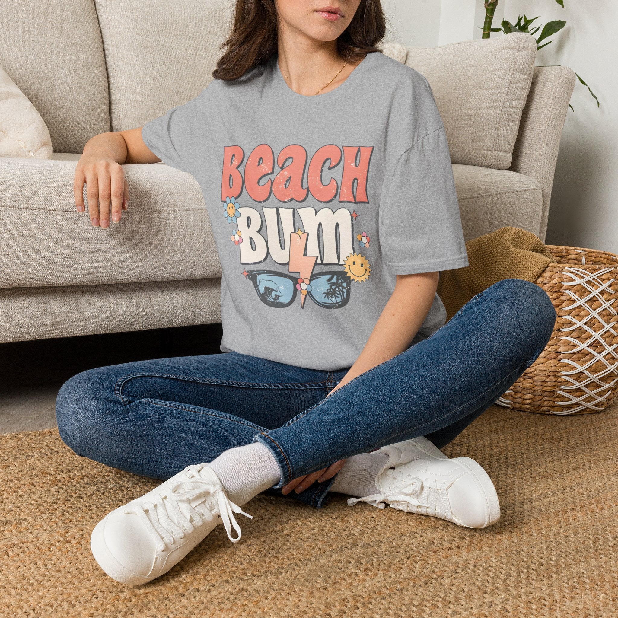 Beach Bum T-Shirt — Retro Floral Surf Vibes Tee