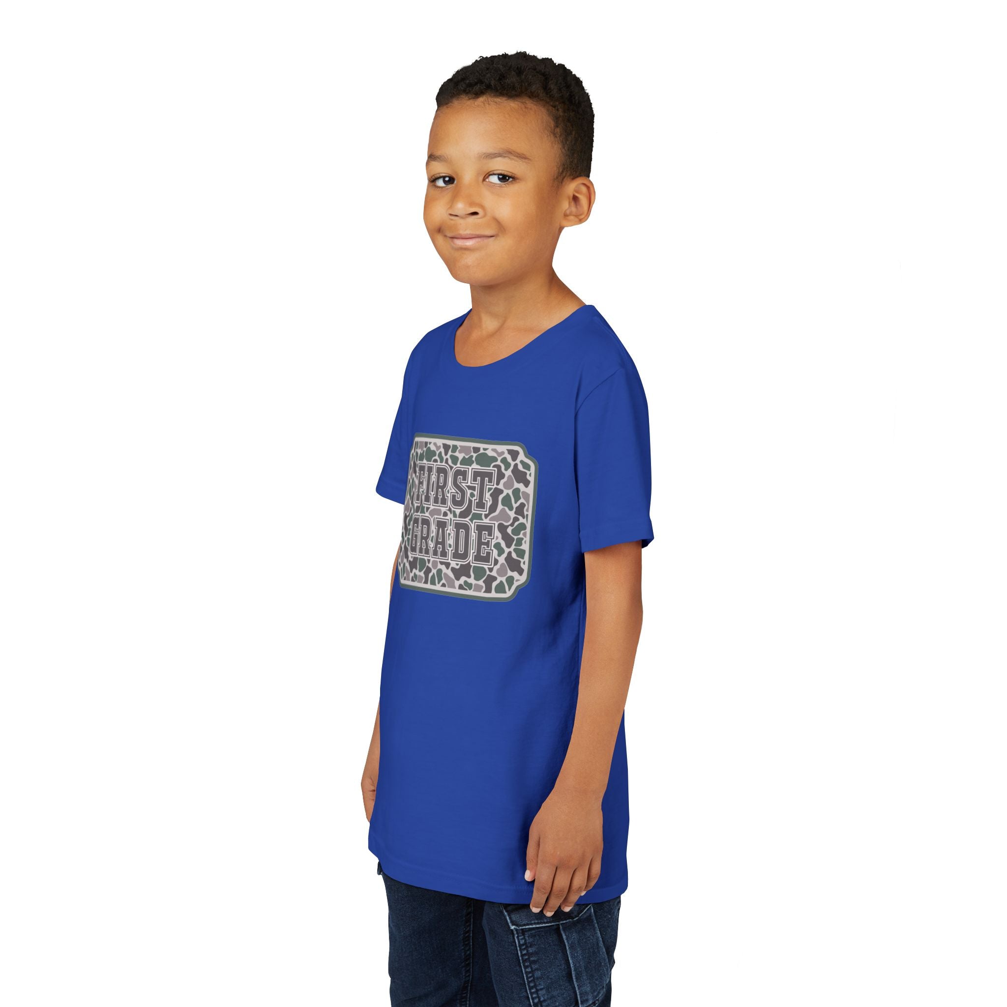 First Grade Tee — Camo Pattern Kids Back to School Shirt