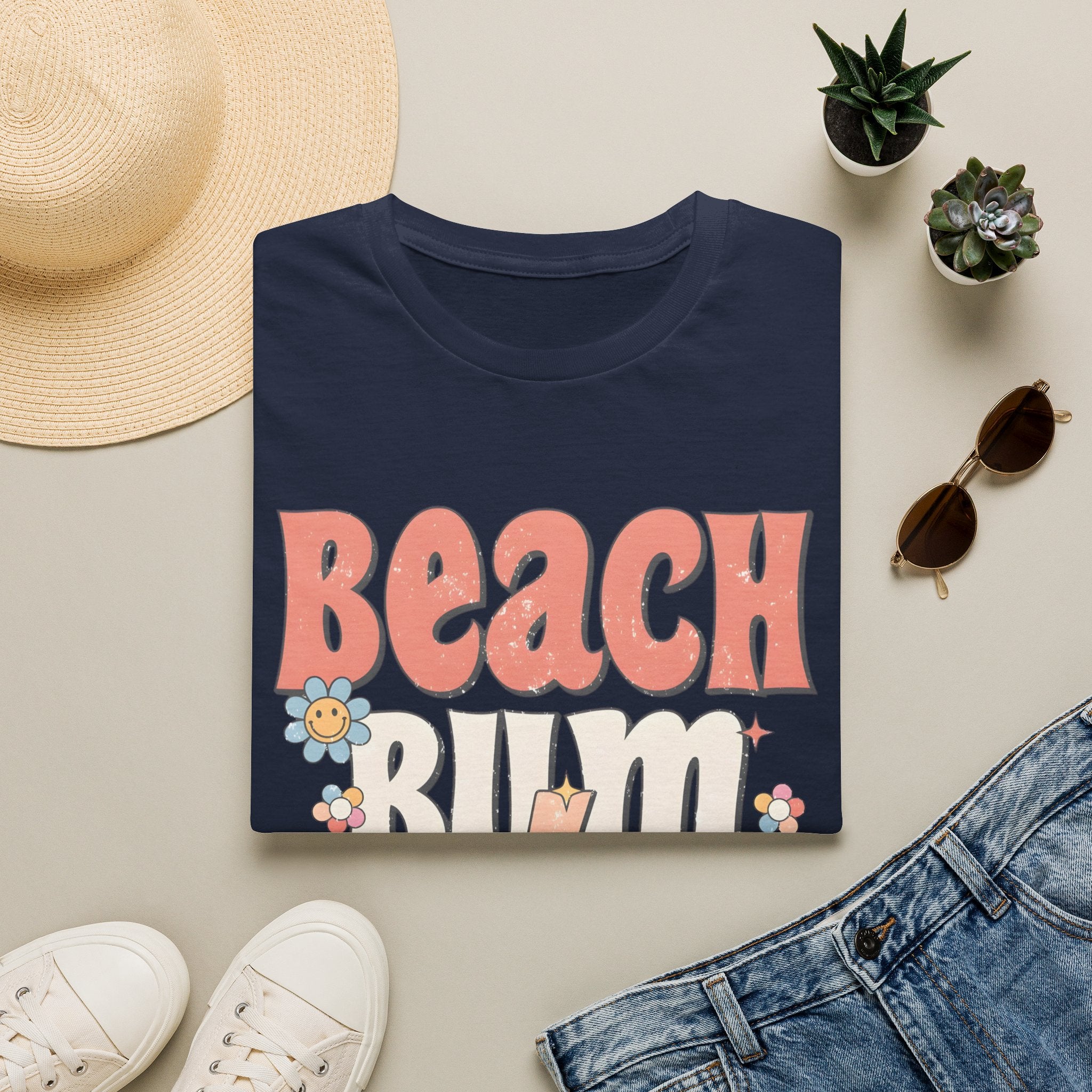 Beach Bum T-Shirt — Retro Floral Surf Vibes Tee