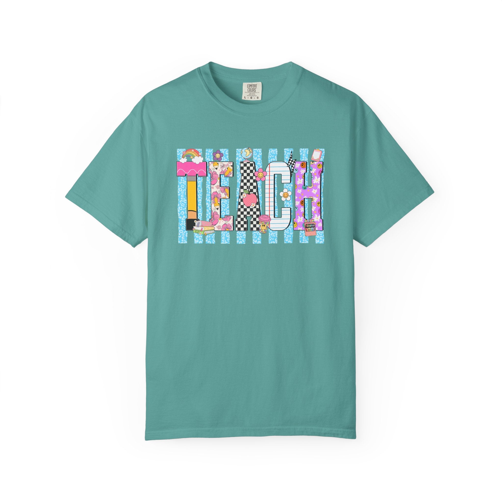 Teacher Stripe Patchwork T-Shirt