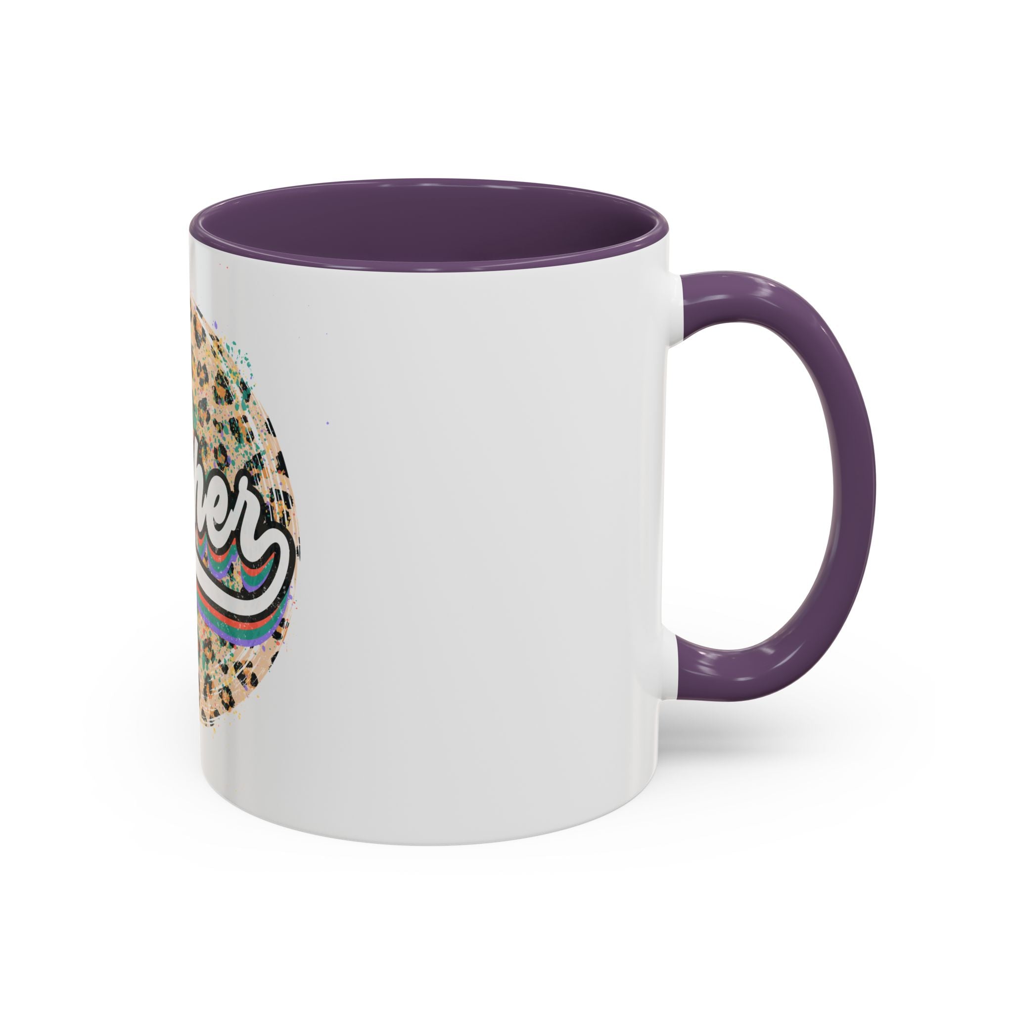 Teacher Leopard Print Accent Coffee Mug – Retro Script Teacher Gift (11/15oz)