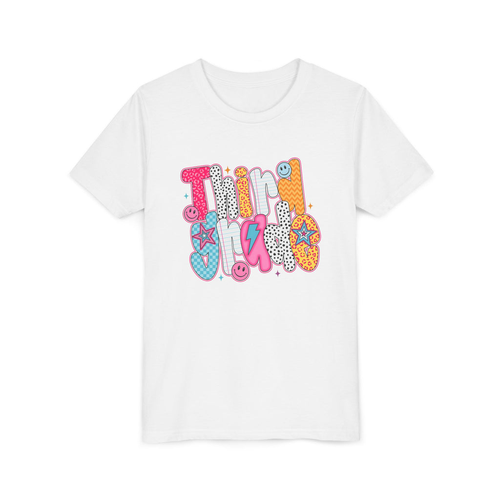 Third Grade — Colorful 'Think Big' Retro Graphic Shirt for Kids