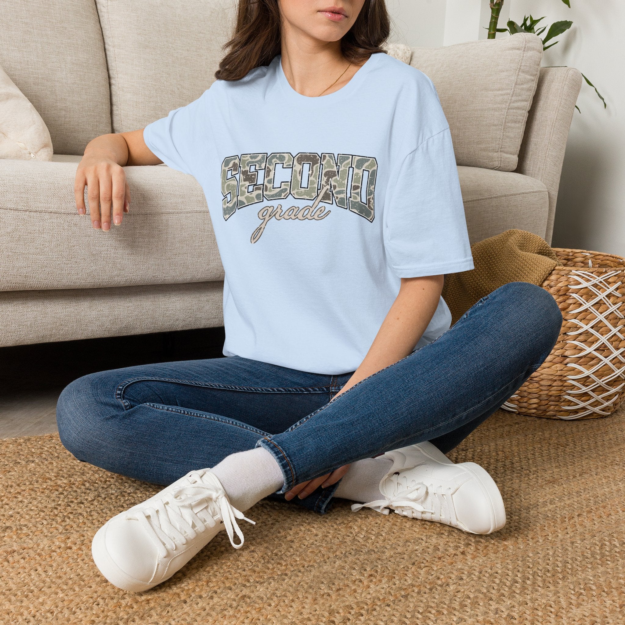Second Grade Camo T-Shirt — "Second Grade" School Teacher Gift