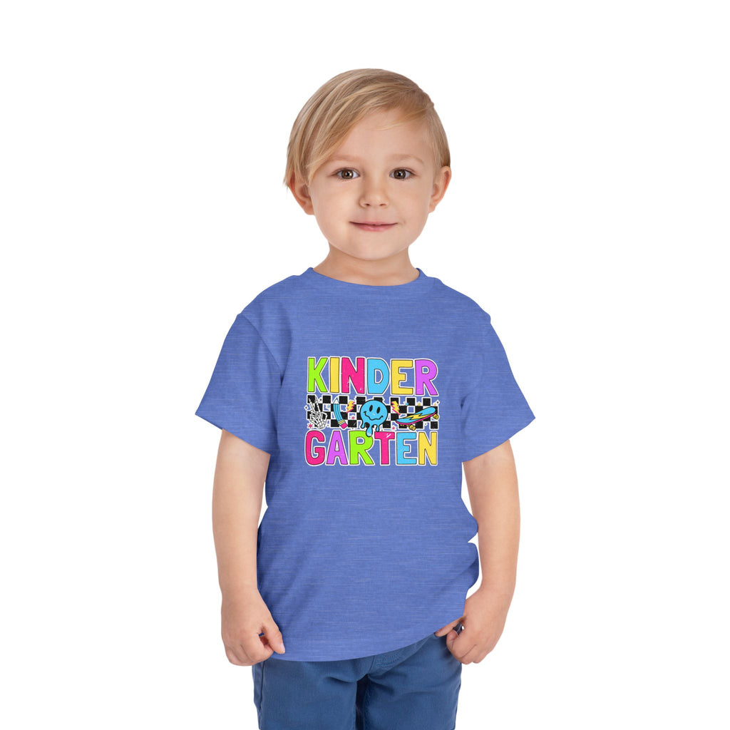 KinderGarten Toddler Tee - Colorful Checker Smiley Back-to-School Shirt