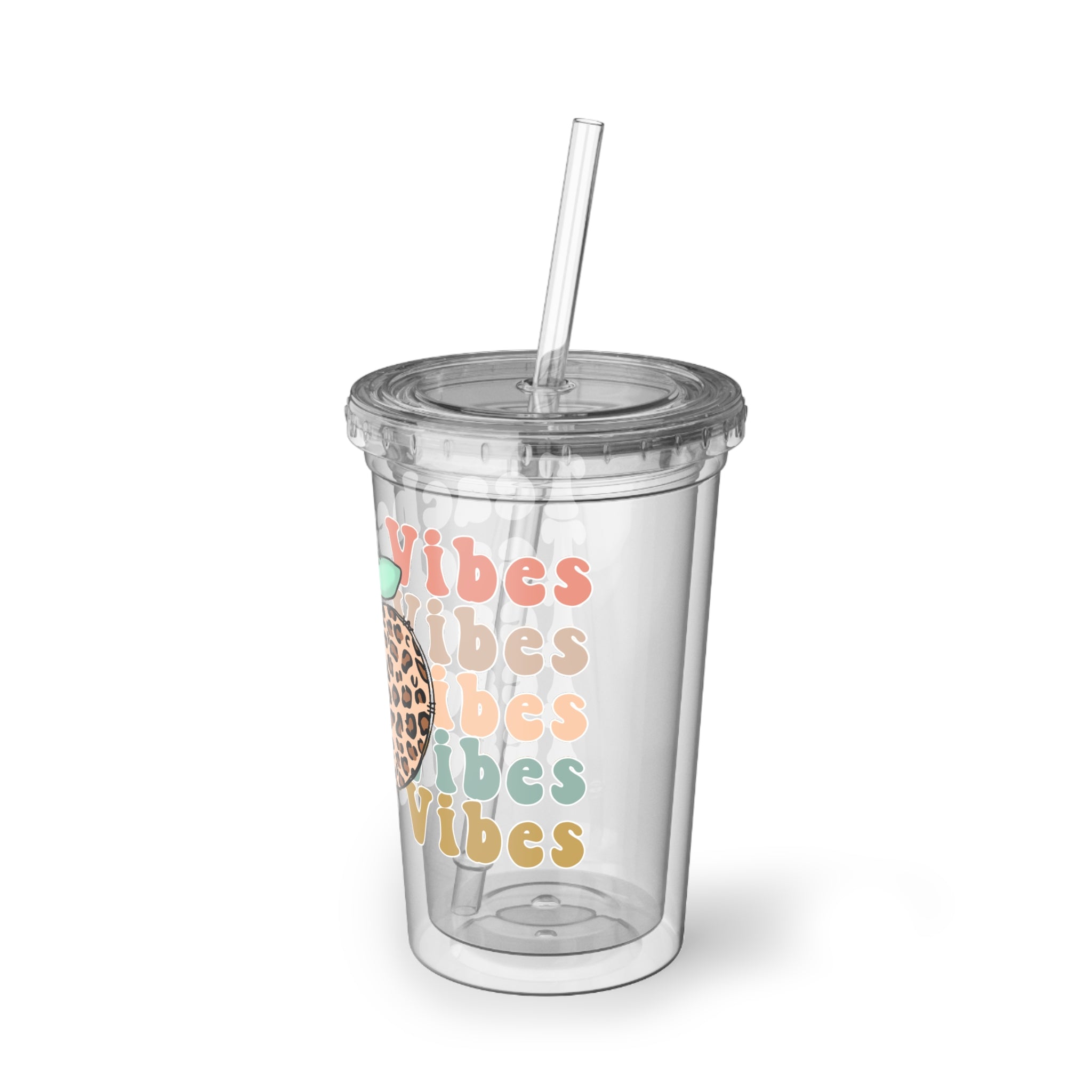 Leopard Apple "Vibes" Acrylic Tumbler – Cute Teacher Gift Cup