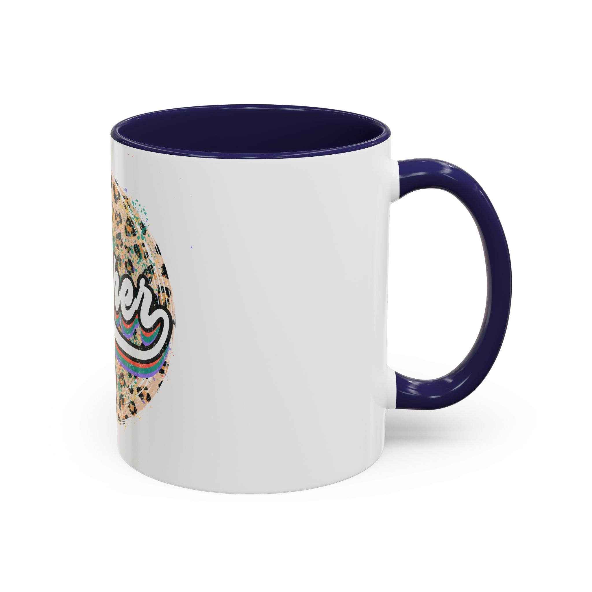Teacher Leopard Print Accent Coffee Mug – Retro Script Teacher Gift (11/15oz)