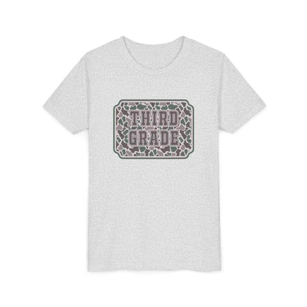 Third Grade Camo Youth Tee — Back to School Shirt for Kids
