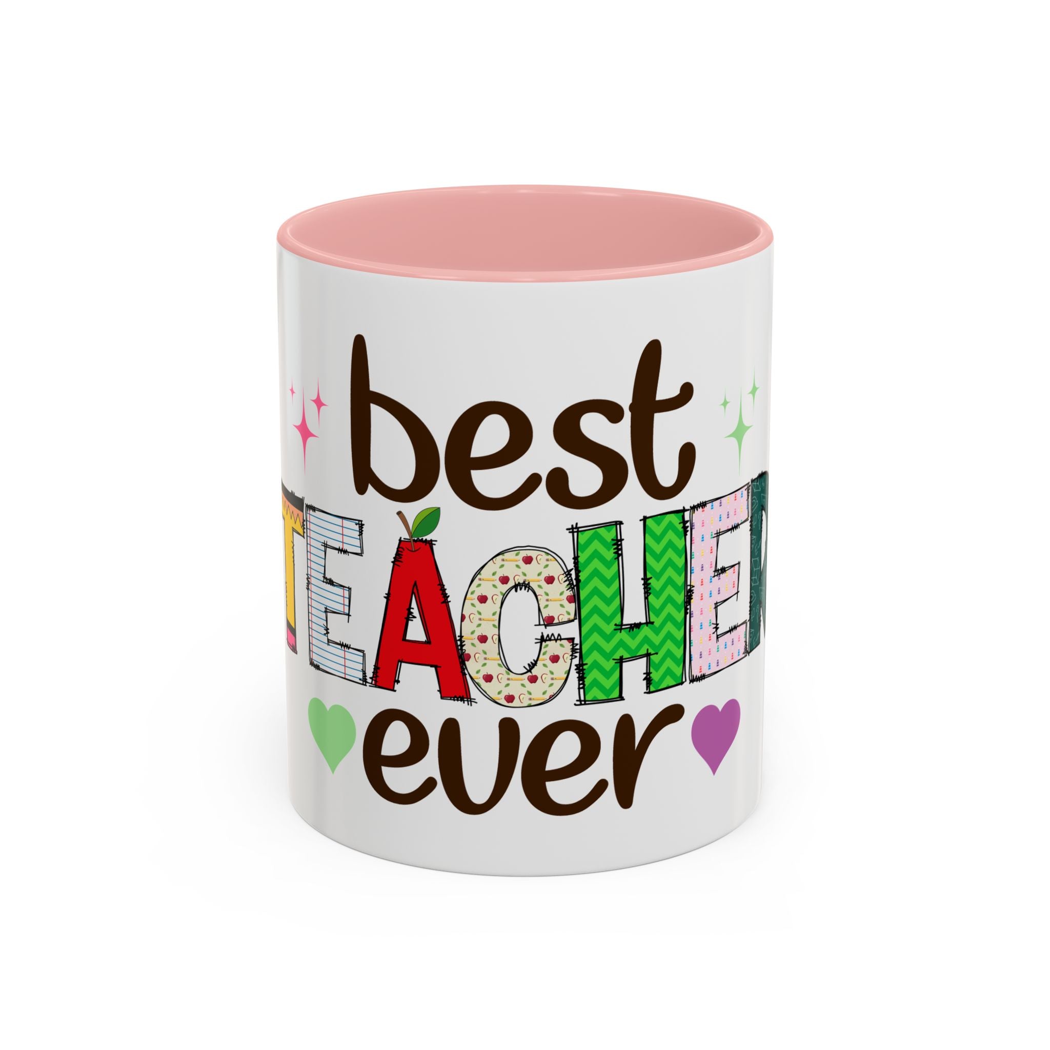 Best Teacher Ever Accent Coffee Mug – Gift for Teachers, Colorful School Appreciation Cup