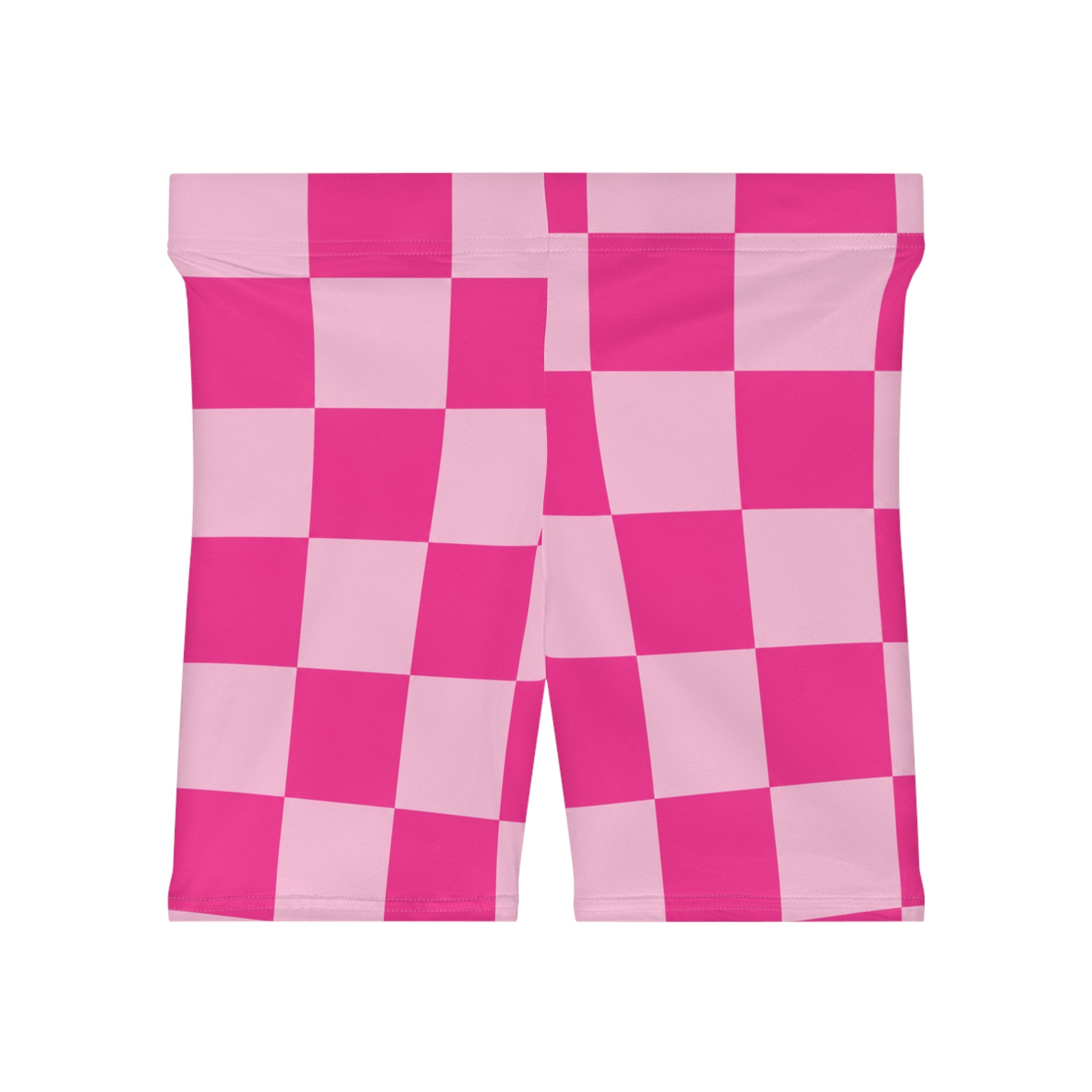 Pink Checkerboard Biker Shorts