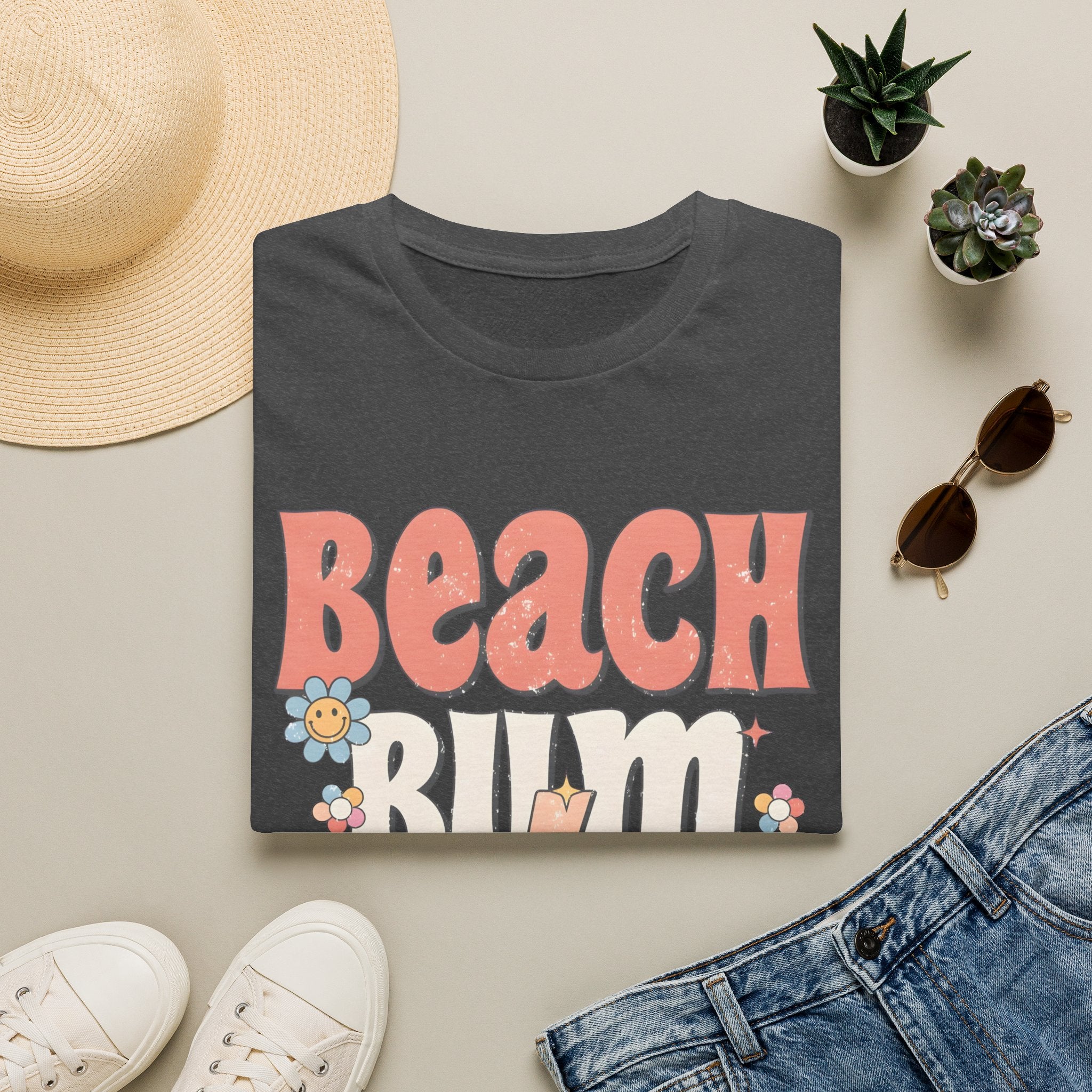 Beach Bum T-Shirt — Retro Floral Surf Vibes Tee