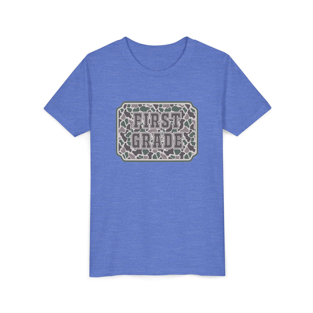 First Grade Tee — Camo Pattern Kids Back to School Shirt