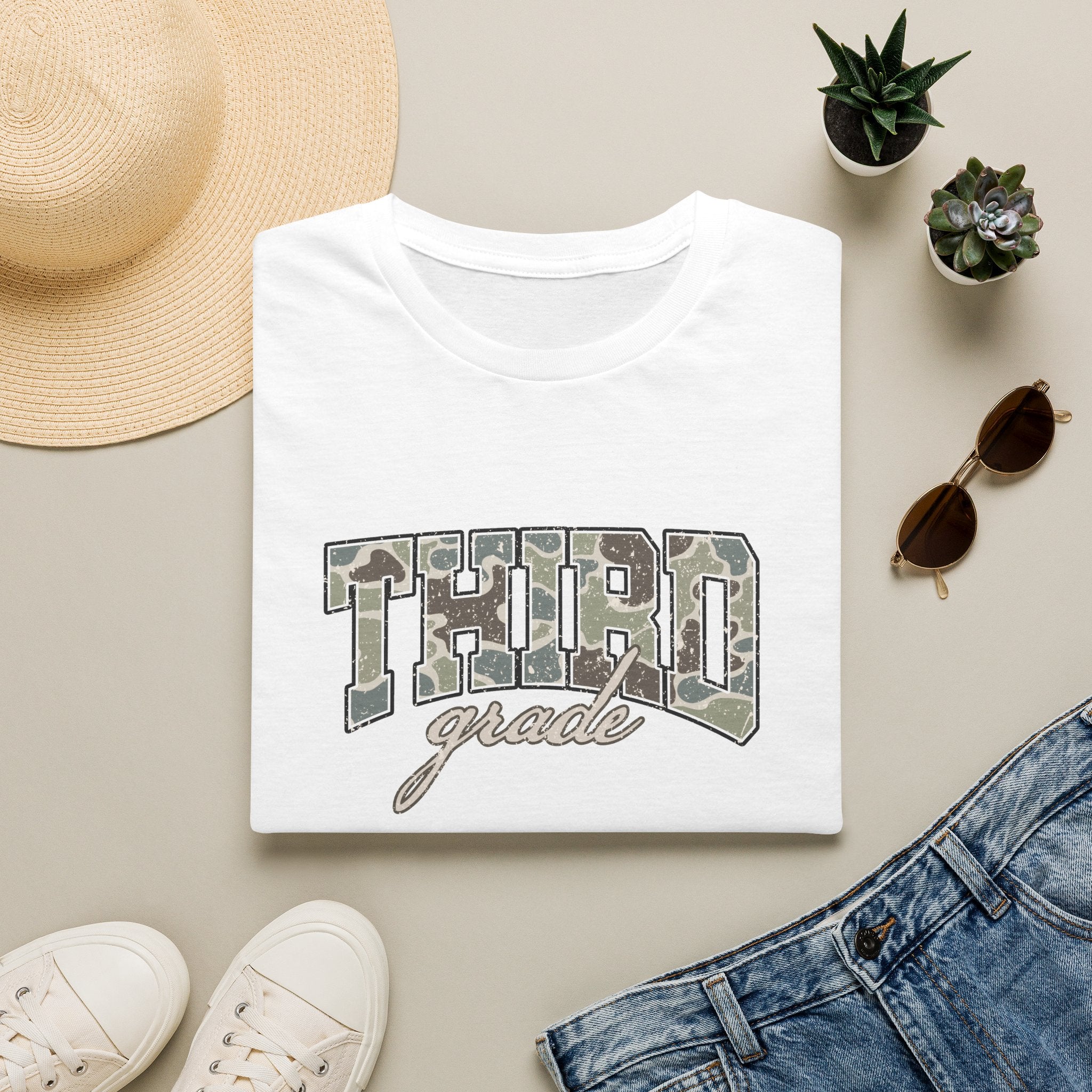 Third Grade Camo T-Shirt — 'Third Grade' School Mom Teacher Tee