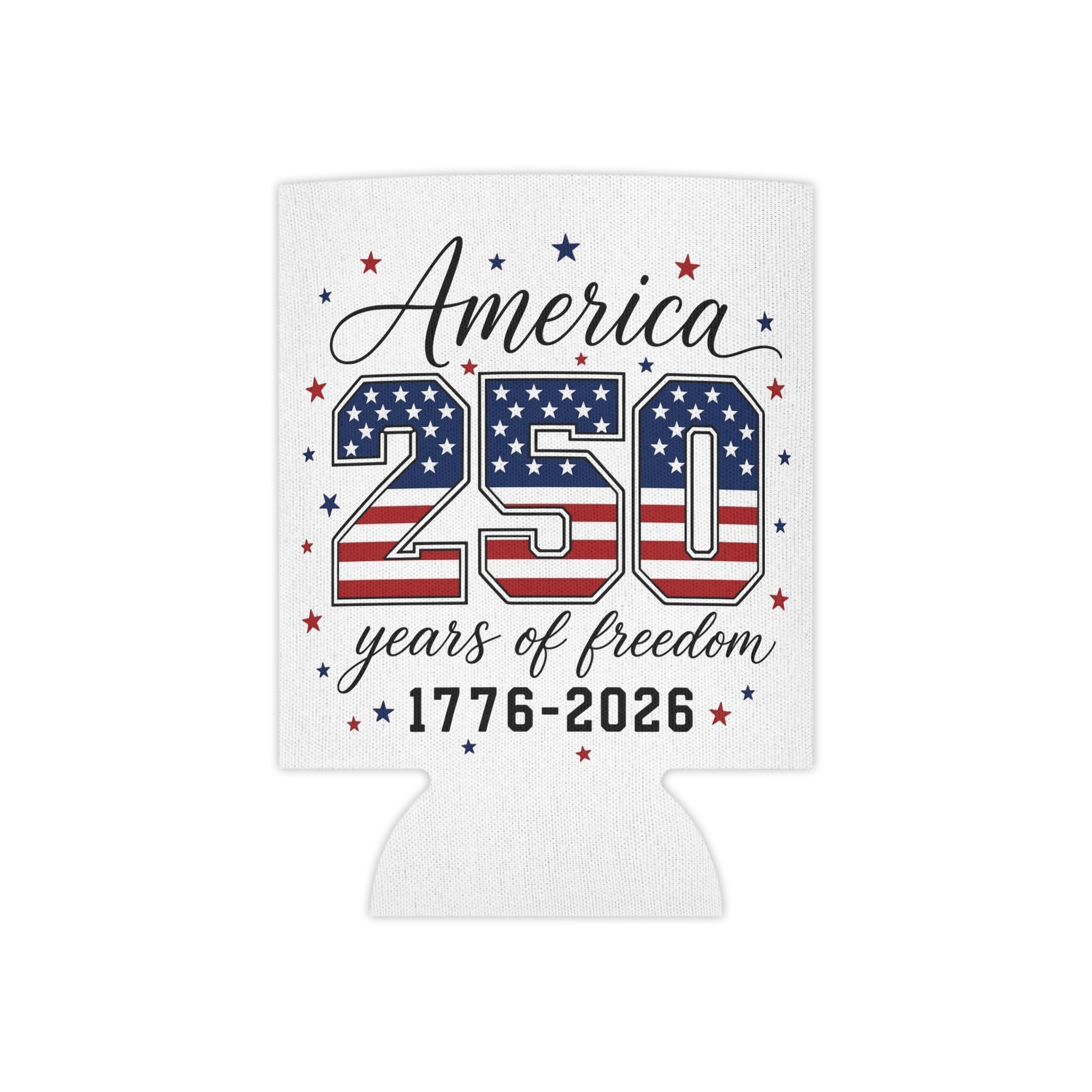 America 250 Can Cooler – 1776–2026 Stars & Stripes Beverage Koozie
