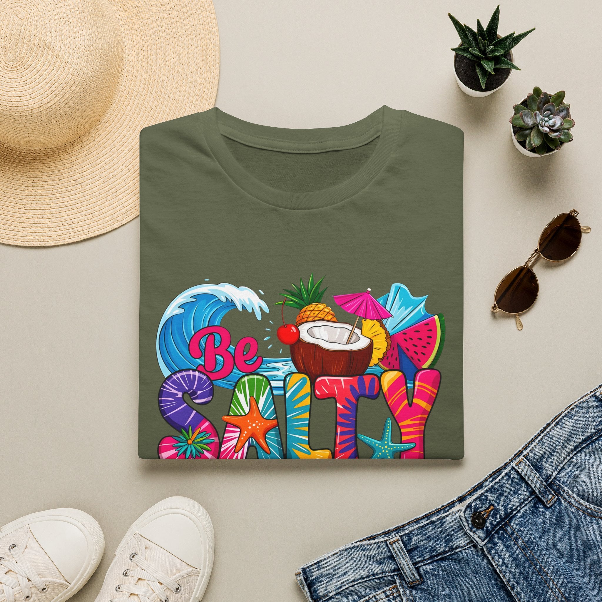 Be Salty Beach T-Shirt — Tropical Coconut & Surf Summer Tee