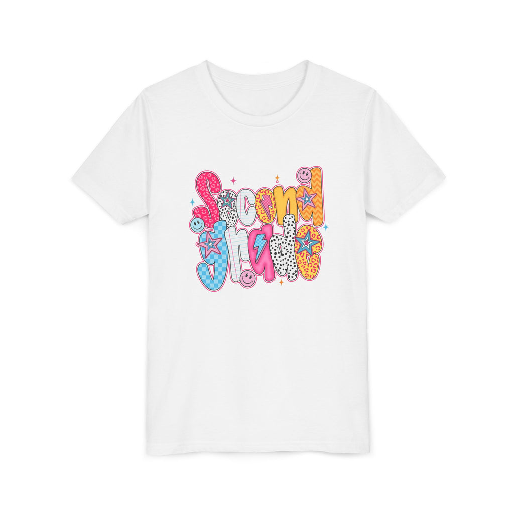 Youth Tee — Colorful 'Second Grade' Playful Retro Graphic