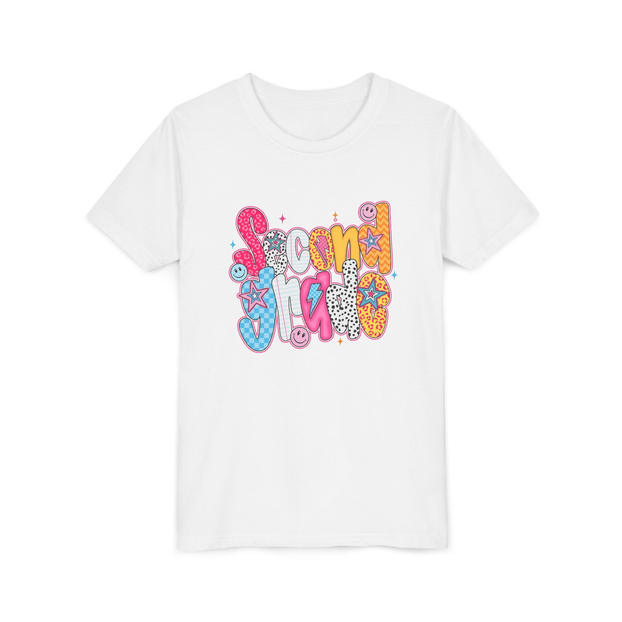 Youth Tee — Colorful 'Second Grade' Playful Retro Graphic