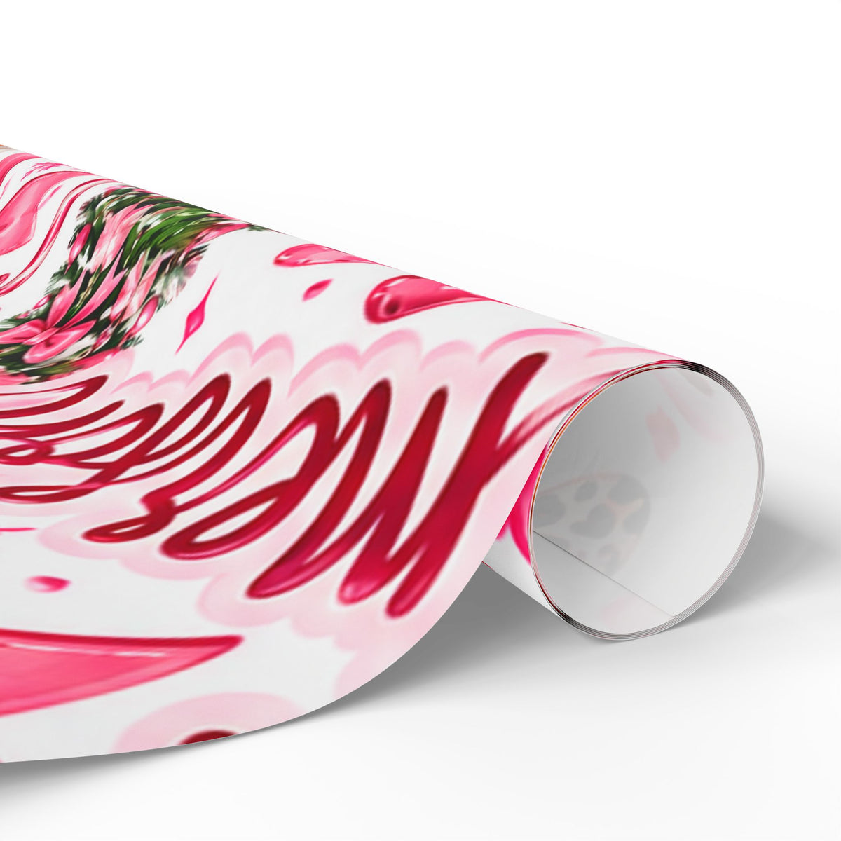 Personalized Christmas Wrapping Paper with Santa, Trees & Bows