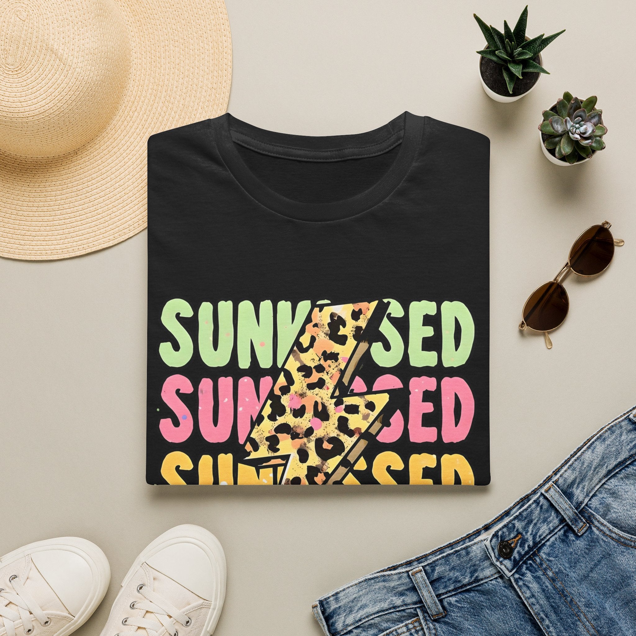 Sunkissed Retro Leopard Lightning T‑Shirt