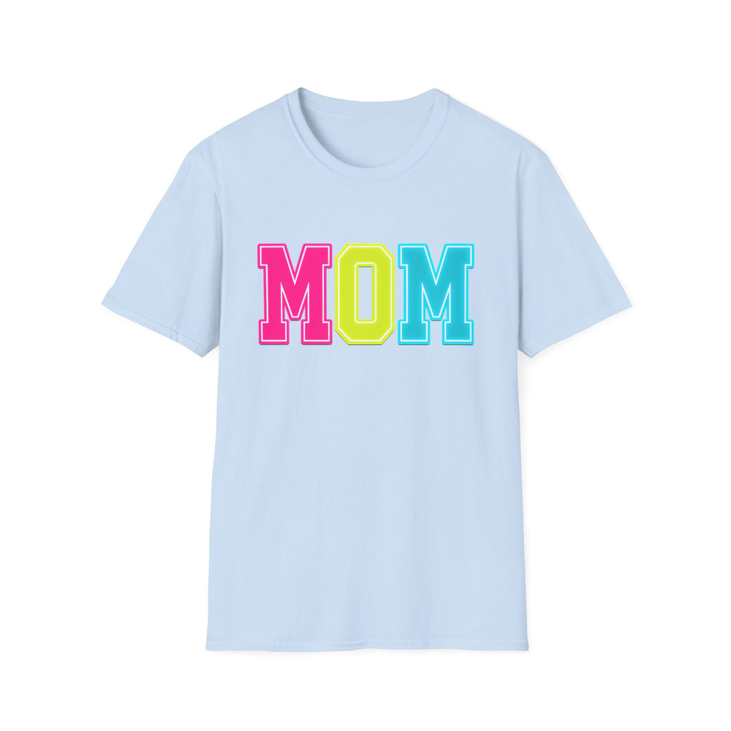 Mom Colorblock T-Shirt — Bright Retro MOM Graphic Tee for Mothers, Summer Vibe